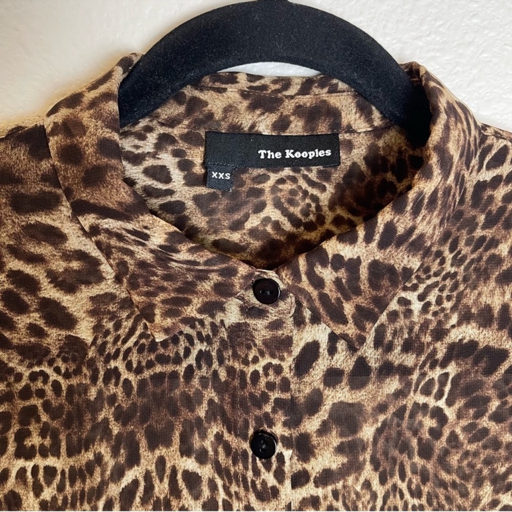 The Kooples Leopard Print Button Up Top Size XXS Semi Sheer Blouse Mobwives - Picture 2 of 13